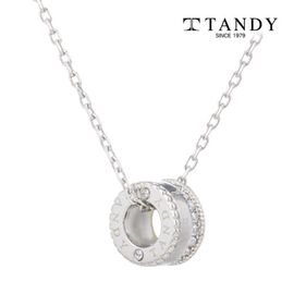 [TANDY] Ring Pendant Necklace TDN608S - Lightweight Stainless Steel, Comfortable Wear with Sparkling Zirconia Cubics for a Sophisticated Look